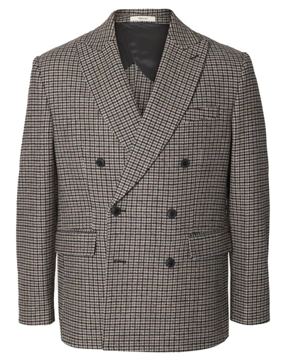 Selected - SLMMorris Wool Blend Dobbeltradet Blazer - Medium Gray